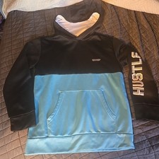 HIND Boys' sz L 12 Athletic Hooded Sweatshirt Hustle On Sleeve.   M