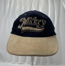 Vintage Disney Mickey Mouse Hat Snapback Made In USA Navy Beige Cap OSFA