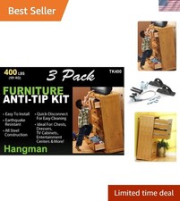 Galvanized Steel Anti-Tip Kit - Safeguards Furniture  Mirrors, 400lbs Capacity