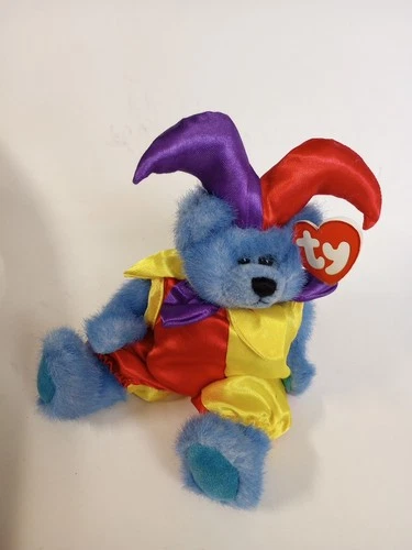 Vintage Ty Beanie Baby Calliope The Jester Clown Bear  With Tag Blue 9"