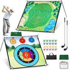 Golf Chipping Game Set, Large Double-Sided Golf Practice Mat, Portable Sticky...