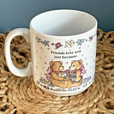 Lucy & Company Teddy Bear Friendship Coffee Mug  Friends Love You  Cup