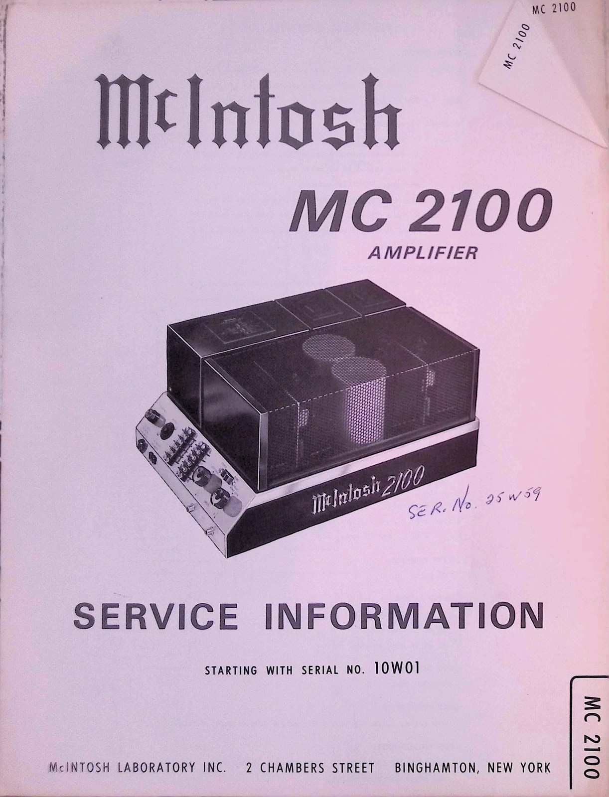 McIntosh MC 2100 Service Manual 1970 Solid State Amp Schematic Specs Binghamton
