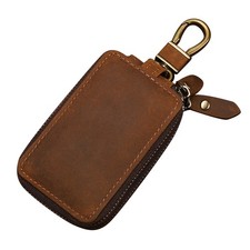 Leather Zipper Key Wallet Keychain Car Key Holder Case Pouch Bag Key Purse