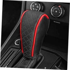 Leather Car Gear Shift Knob Cover, Anti-Slip Breathable Gear Stick Shift Red