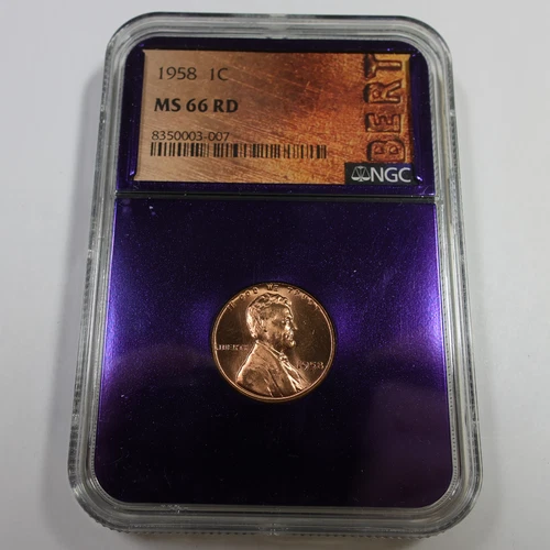 1958 P PCGS MS66 RD RED BERT - Lincoln Wheat Penny Cent 1c US Coin #59495A