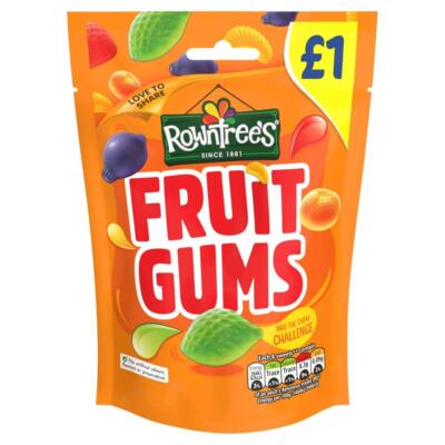 Rowntree's Fruit Gums Pack of 10 Chewy Fruity Sweets with No Artificial Colors