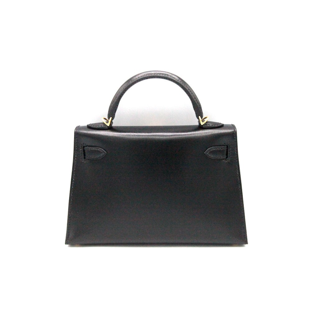 Hermes Kelly Mini II Noir Box Calfskin Handbag GHW in Box with