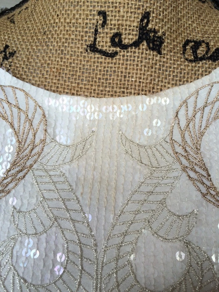 VESTIDO VAINA BORDADO BELLE BY BADGLEY MISCHKA BLANCO MARFIL TALLA 6 NUEVO LEER $299 Foto 3 de 4