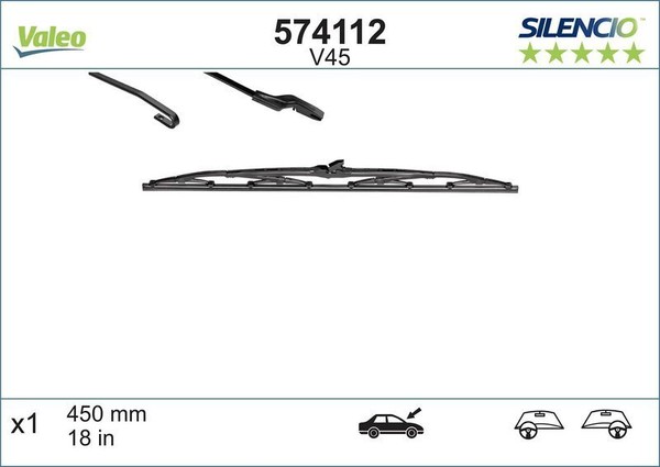 Valeo 574112 Wischblatt FüR Seat Skoda Smart Ssangyong Passend FüR Subaru-image