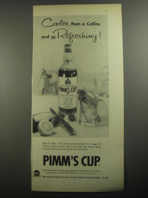 1956 Pimm's Cup No. 1 Ad - Cooler than a Collins and so Refreshing!