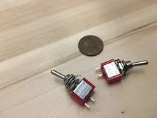 2 Pieces RED 5A ON-OFF Toggle Switch SPST 6mm 1/4 125v miniature 12v on off C17