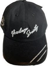 Privilege Society Leather & Suede Limited Dad Hat Strap Back Cap Black  / White