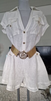 Luxus 100% Leinen Jumpsuit Overall Italy Eureka by Babylon W Les Femmes L/XL IT4