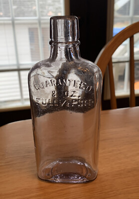 GUARANTEED FLASK 8 OZ FULL 1/2 PINT CLEAR WITH PURPLE HAZE 7''