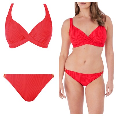Fantasie Long Island Lollipop Red Bikini Set UK 36DD Brief XL/16
