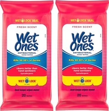 Anti-Bacterial Hand Wipes, 20 Wipes Pack of 2 