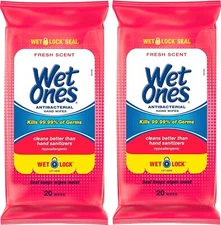 Anti-Bacterial Hand Wipes, 20 Wipes (Pack of 2)