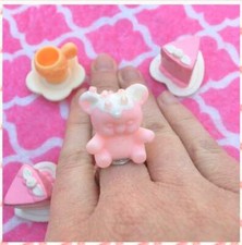 Kawaii Frosted Cupcake Pink Teddy Bear Ring