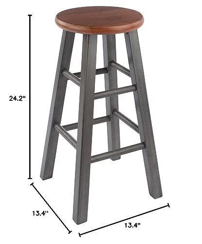 Winsome Wood Ivy Counter Stool Rustic Gray and Teak 24IN - Image 3 of 3