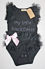Catpapa MY LITTLE BLACK DRESS Short Sleeve Bodysuit Baby Dress w/tulle 7-12 M