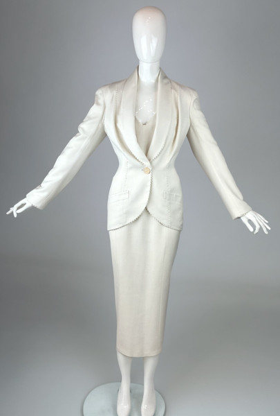 John Galliano Ivory Brautkleid & Jacke Ensemble Frühling/Sommer S/S 2000