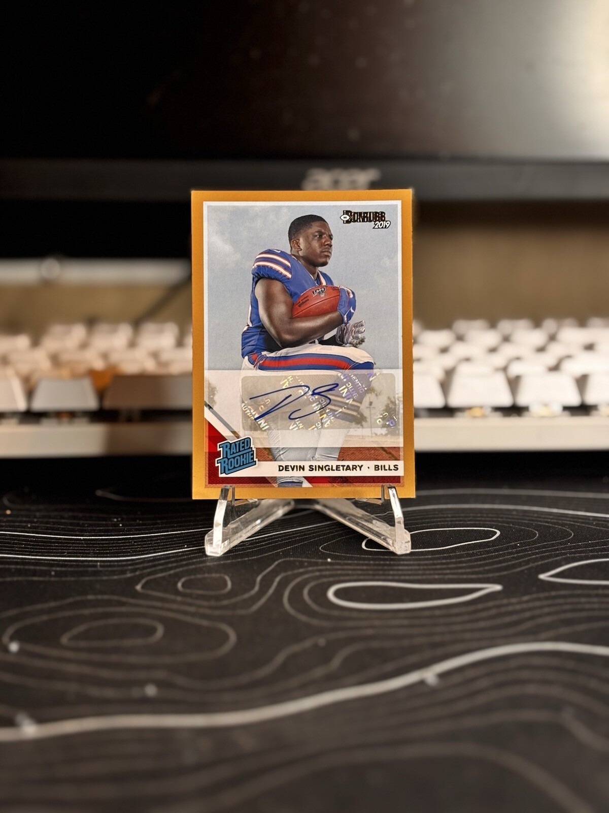 2019 Panini Donruss Rated Rookie Bronze Autographs #328 Devin Singletary