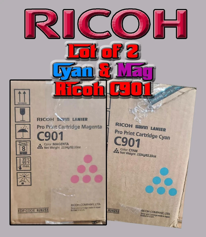 Ricoh Savin Lanier Pro C901  Lot of 2 per ORDER 1 Cyan 828252 & 1 Magenta 828251 - Image 2 of 4