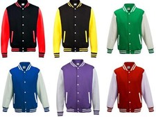 Unisex Erwachsene Varsity Baseball Sport Jacke mit Strickb&uuml;ndchen