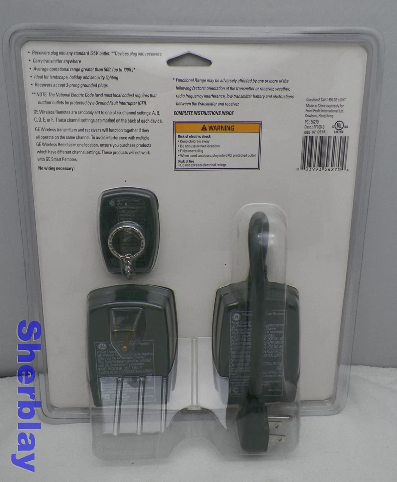 GE WIRELESS Indoor/outdoor Remote Control Outlet WKey Chain Transmitter 100ft - Image 2 of 2