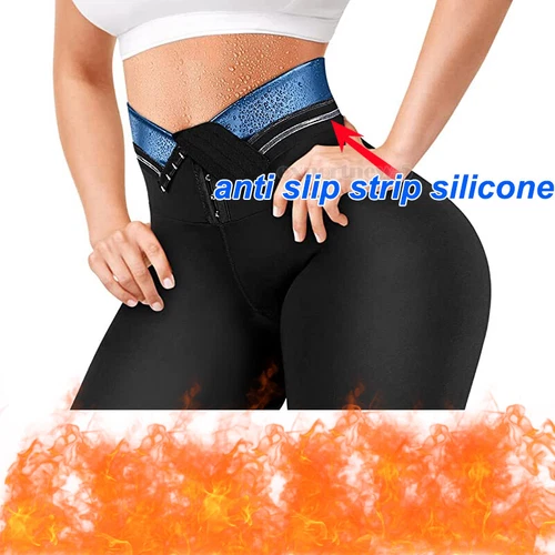 Damen Neopren Sauna Schweiß Body Shaper Slim Shorts Taillentrainer Thermo Leggings - Bild 4 von 38