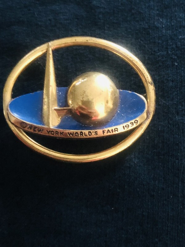 Authentic Original Vintage 84 Yrs Old New York World's Fair 1939 Blue Enamel Pin
