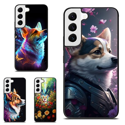 For Samsung Galaxy Z Fold Flip 3 4 5 6 Hard TPU Cover corgi flowers