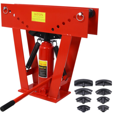 16 Ton Pipe Tube Bender Hydraulic, Piping Bending Exhaust Tube Fabric w/8 Dies