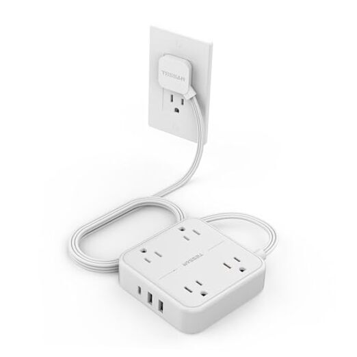 Surge Protector Power Strip,  Extension Cord 5FT 5 FT White & Surge Protector-image