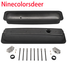 Black Finned Aluminum Short Valve Covers For 87-97 Sbc Chevy 350 5.0l 5.7l