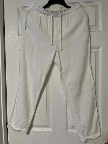 Ci sono rayon linen elastic waist 4 pocket pants white S excellent!