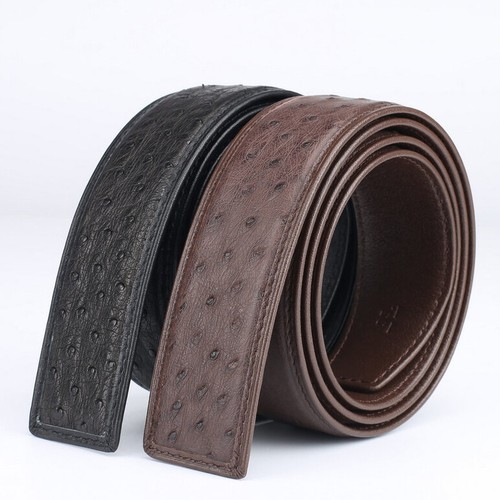 New No Jointed -Men's Luxury South African Ostrich Skin Leather Belt for Pin Buc - Picture 1 of 12