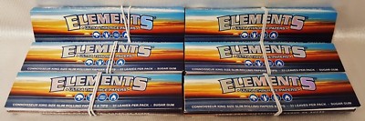 6 Packs Elements Connoisseur King Size Slim Rice Rolling Paper Tray Tips 33 Per