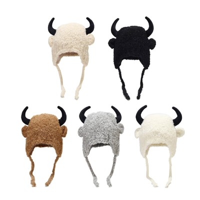 Adult Ox Horn Shape Hat Hat Protects Ear Halloween Party Cosplay Hat