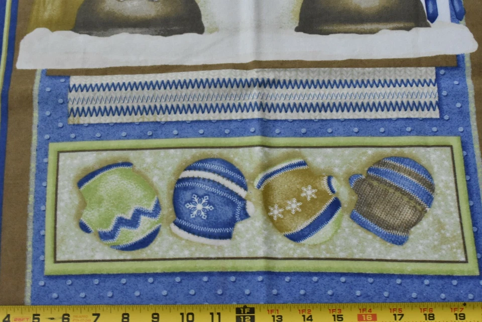 Panel de franela muñeco de nieve para esquí azul verde tostado 25" x 44", Henry Glass, P4010 Foto 4 de 4