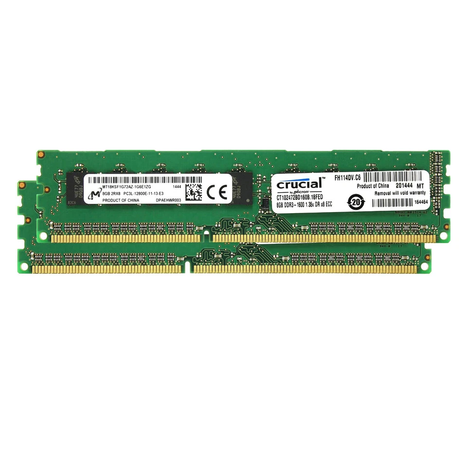 Crucial DDR3L 16GB (2x 8GB) 1600MHz Desktop Memory ECC UDIMM Use for Server - Image 3 of 4