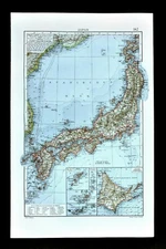 1901 Andrees Map Japan Nippon Tokyo Ezo Shikoku Okinawa Kyoto Nagasaki Fukushima