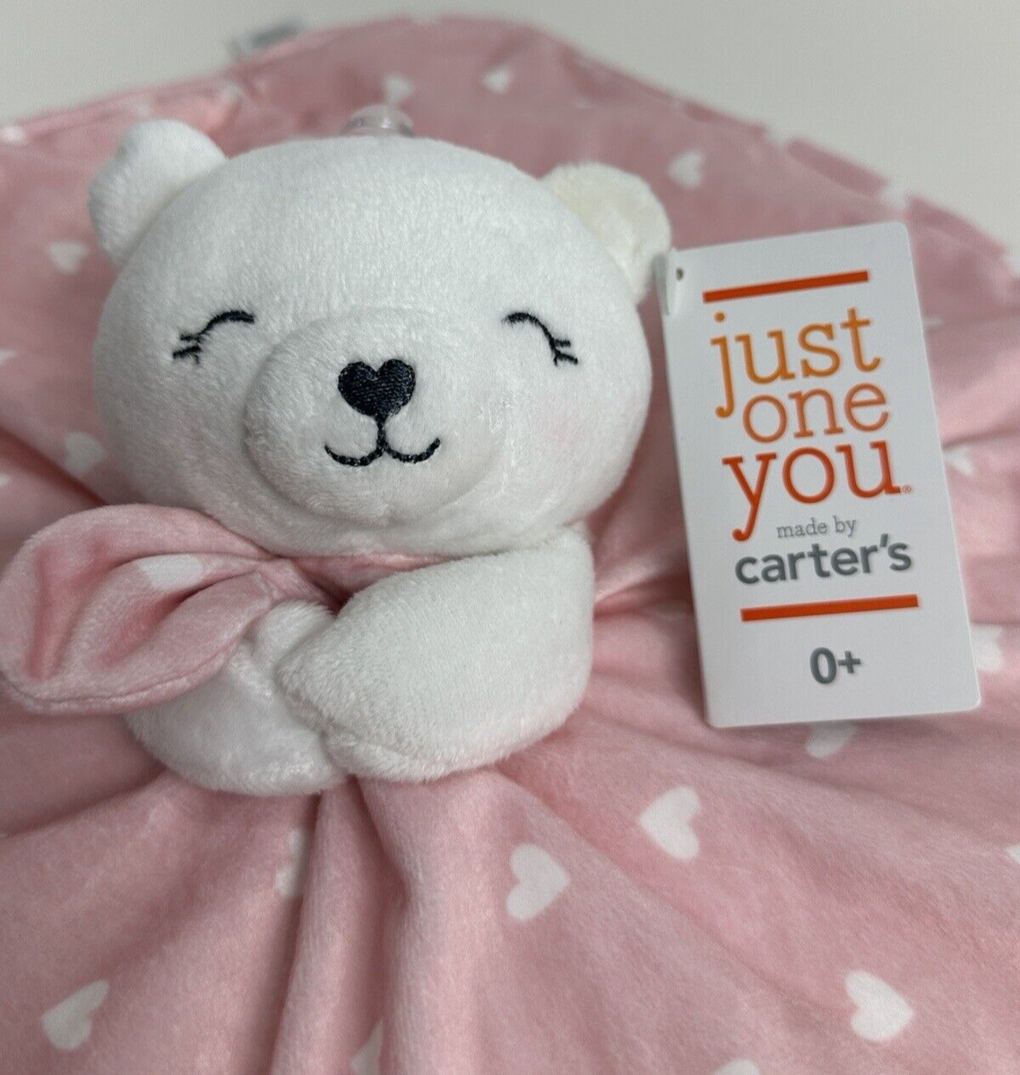 Carters Just One You Pink White Hearts Teddy Bear Plush Baby