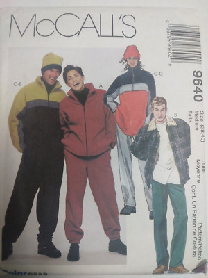 Fleece Jacket Sweatpants Hat 1/4 Zip M 38 40 McCalls 9640 Sewing Pattern UC FF