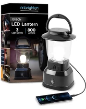 Enbrighten LED Lantern -800 Lumens  -200 Hours -USB device charging -360 Degree