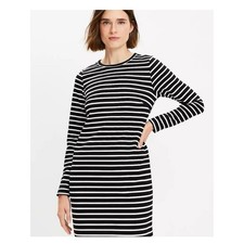 LOFT Black and White Striped Long Sleeve Dress. Size medium.
