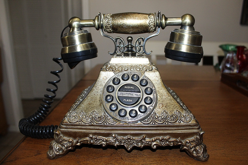 Vintage Style Rotary Corded Landline Telephone  Push Button Ornate Retro Phone