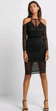 EXQUISTE!!! EXPRESS Black Velvet Piped Cold Shoulder Sheath Dress 4 MRP $98