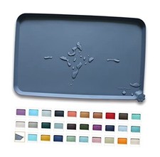 Hoki Found -Waterproof Pet Feeding Mats with High Lips - 19  x 12  Gray